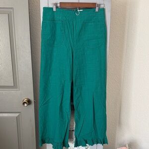 Anthropologie Collette Wide Leg Ruffle Hem Pants